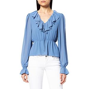 NA-KD Frill V-Neck Chiffon blus dam, Färg: blå, 44 NA-KD Frill V-Neck Chiffon blus dam, Färg: blå, 44