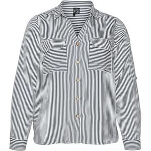 VERO MODA CURVE Vmbumpy L/S skjorta New Curve Noos blus, Snövit/ränder: indisk bläck, 50 SE/L VERO MODA CURVE Vmbumpy L/S skjorta New Curve Noos blus, Snövit/ränder: indisk bläck, 50 SE/L