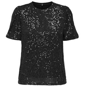 ONLY Onlana S/S Loose Sequins Top JRS, svart, S ONLY Onlana S/S Loose Sequins Top JRS, svart, S