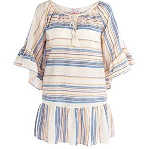 threezy Dam-miniklänning med ränder 19325637-TH01, orange blå ull, M, miniklänning med ränder, M threezy Dam-miniklänning med ränder 19325637-TH01, orange blå ull, M, miniklänning med ränder, M