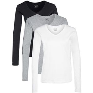 Berydale Långärmad skjorta med V-ringning i 100 % bomull, Dam, Svart/vit/grå (3-pack), XL Berydale Långärmad skjorta med V-ringning i 100 % bomull, Dam, Svart/vit/grå (3-pack), XL
