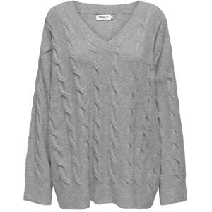 ONLY Onljeanett Life L/S kabel V-hals Cc KNT stickad tröja, Ljusgrå melange, S ONLY Onljeanett Life L/S kabel V-hals Cc KNT stickad tröja, Ljusgrå melange, S