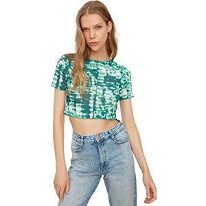 Trendyol Kvinnors grönt batik-mönster crop stickad blus blus, grön, extra liten Trendyol Kvinnors grönt batik-mönster crop stickad blus blus, grön, extra liten