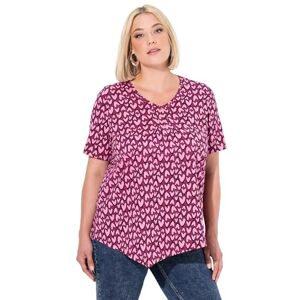 Ulla Popken damer, hjärtan, blixtlås fåll, v-ringning, halvärm t-shirt, Rubin, 46-48 Ulla Popken damer, hjärtan, blixtlås fåll, v-ringning, halvärm t-shirt, Rubin, 46-48