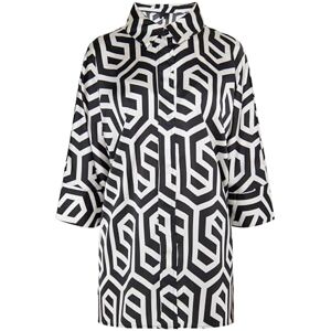 revend Damskjorta blus, Svart ullvit, XL revend Damskjorta blus, Svart ullvit, XL