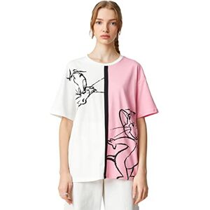 Koton Dam kortärmad crew neck licensierad Tom and Jesrry T-shirt, Ecru (010), XS Koton Dam kortärmad crew neck licensierad Tom and Jesrry T-shirt, Ecru (010), XS