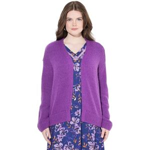 Ulla Popken dam stora storlekar, plus size, kofta, kort, överdimensionerad, öppen jacka, andel ull, lila, 62-64 Ulla Popken dam stora storlekar, plus size, kofta, kort, överdimensionerad, öppen jacka, andel ull, lila, 62-64