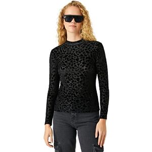 Koton Dam turtleneck T-shirt sammet detalj långärmad, Svart (999), XL Koton Dam turtleneck T-shirt sammet detalj långärmad, Svart (999), XL