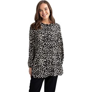 DeFacto Långärmad skjortblus, skjorta med knappar för fritidskläder, svart, L DeFacto Långärmad skjortblus, skjorta med knappar för fritidskläder, svart, L