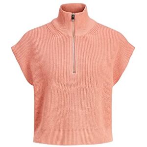 JACK & JONES Dam Jjxx Jxflorence Twist Halv Zip stickad väst tröja, Koralldis, S JACK & JONES Dam Jjxx Jxflorence Twist Halv Zip stickad väst tröja, Koralldis, S