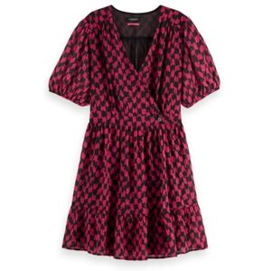 Scotch & Soda damer mini wrap casual klänning, Ikat checkerboard rosa 7368, 32 SE Scotch & Soda damer mini wrap casual klänning, Ikat checkerboard rosa 7368, 32 SE