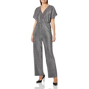 PIECES Pcserina Ss Wrap Bc jumpsuit för kvinnor, Svart/detalj: silverglitter, S PIECES Pcserina Ss Wrap Bc jumpsuit för kvinnor, Svart/detalj: silverglitter, S