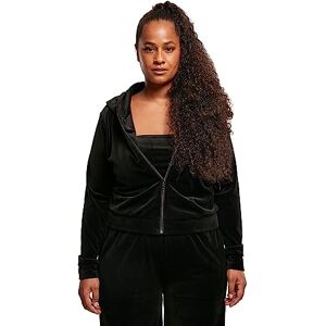 Urban Classics Huvtröja med dragkedja för kvinnor, av mjukt sammetstyg, kort skuren, med huva och fickor, storlek XS till 5XL, svart, 3XL Urban Classics Huvtröja med dragkedja för kvinnor, av mjukt sammetstyg, kort skuren, med huva och fickor, storlek XS till 5XL, svart, 3XL