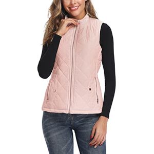 LONGKING LK vadderad damväst med lätt ståkrage och dragkedja, topp/rock/jacka utan ärmar för utomhusbruk, Aprikos rosa, One Size LONGKING LK vadderad damväst med lätt ståkrage och dragkedja, topp/rock/jacka utan ärmar för utomhusbruk, Aprikos rosa, One Size