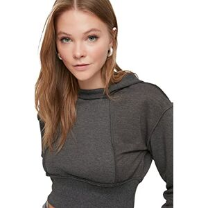 Trendyol Kvinnors antracit haguous söm detailed crop stickad tunn tröja, XL Trendyol Kvinnors antracit haguous söm detailed crop stickad tunn tröja, XL
