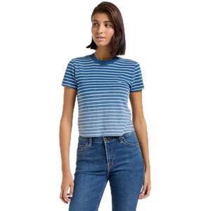 Lee Dam Cropped Tee kortärmad skjorta, ombre indigo stripe, S Lee Dam Cropped Tee kortärmad skjorta, ombre indigo stripe, S