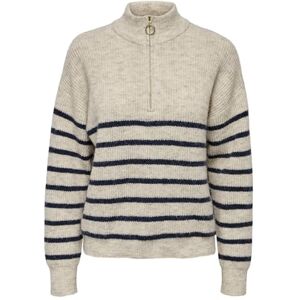 ONLY Onltokyo L/S hög hals dragkedja KNT tröja, Pumice Stone/ränder: blå ränder, XL ONLY Onltokyo L/S hög hals dragkedja KNT tröja, Pumice Stone/ränder: blå ränder, XL