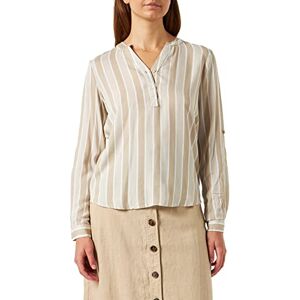 KAFFE Dam blus långärmad vanlig passform Kahana blus, krita/fjäder grå rand, 36 KAFFE Dam blus långärmad vanlig passform Kahana blus, krita/fjäder grå rand, 36