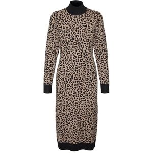 VERO MODA VMARIA Art LS HIGH-Neck Calf Dress GA, Svart/detalj: w. Silver Mink Leo Print, XS VERO MODA VMARIA Art LS HIGH-Neck Calf Dress GA, Svart/detalj: w. Silver Mink Leo Print, XS