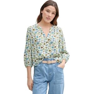 TOM TAILOR Denim dam lös passform blus med blommönster, 37809 – vit grön blå blomma tryck, M TOM TAILOR Denim dam lös passform blus med blommönster, 37809 – vit grön blå blomma tryck, M
