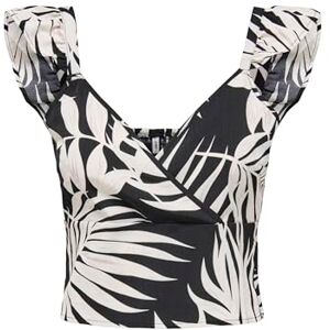 ONLY Onlnova Life Vis Frill Venus Top AOP, svart, S ONLY Onlnova Life Vis Frill Venus Top AOP, svart, S