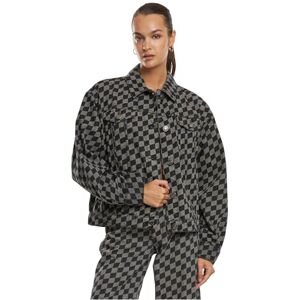 Urban Classics Damjacka Ladies 80-tals, överdimensionerad lasertryckt denimjacka svart lasercheck M, Blacklasercheck, M Urban Classics Damjacka Ladies 80-tals, överdimensionerad lasertryckt denimjacka svart lasercheck M, Blacklasercheck, M