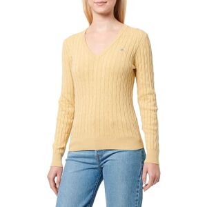 GANT Stretch bomullssnör, v-ringad, pullover bränd, S dam, Bränd i vete, S GANT Stretch bomullssnör, v-ringad, pullover bränd, S dam, Bränd i vete, S