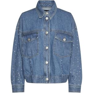 PIECES Damjacka Pcsky Rhinestone jacka, Medium blå denim/detalj: strass, XL PIECES Damjacka Pcsky Rhinestone jacka, Medium blå denim/detalj: strass, XL