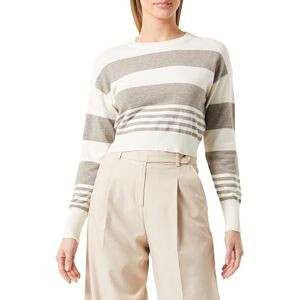 ONLY ONLIBI LS Crop O-Neck CC KNT, Whitecap grå/ränder: melange/valnöt, L ONLY ONLIBI LS Crop O-Neck CC KNT, Whitecap grå/ränder: melange/valnöt, L