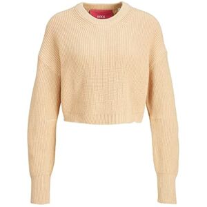 JJXX JACK & JONES Dam Jxcarlota Ls Twist Cropped Cn Knit tröja, Beige, M JJXX JACK & JONES Dam Jxcarlota Ls Twist Cropped Cn Knit tröja, Beige, M