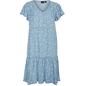 VERO MODA Kvinnors VMHARPER SS lager kort klänning, ljusblå denim/tryck: AOP, XS, Ljusblå denim/tryck: aop, XS VERO MODA Kvinnors VMHARPER SS lager kort klänning, ljusblå denim/tryck: AOP, XS, Ljusblå denim/tryck: aop, XS