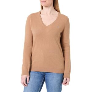 GANT Extrafine Lambswool Blend V-hals, Varm kaki, S GANT Extrafine Lambswool Blend V-hals, Varm kaki, S