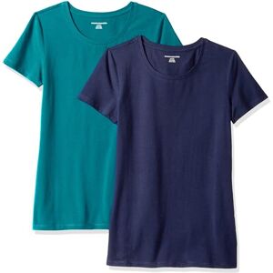 Amazon Essentials Women's Kortärmad T-shirt med rund hals klassisk passform, Pack of 2, Marinblå/Mörkgrön, L Amazon Essentials Women's Kortärmad T-shirt med rund hals klassisk passform, Pack of 2, Marinblå/Mörkgrön, L
