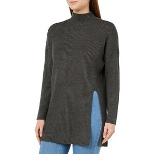 ONLY Damer Onlkatia Ls Long Slit Highneck KNT stickad tröja, Mörkgrå melange, S ONLY Damer Onlkatia Ls Long Slit Highneck KNT stickad tröja, Mörkgrå melange, S