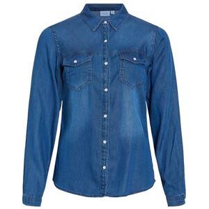 Vila VIBISTA denimskjorta/SU-NOOS 14033008 för kvinnor, Mörkblå denim, S Vila VIBISTA denimskjorta/SU-NOOS 14033008 för kvinnor, Mörkblå denim, S