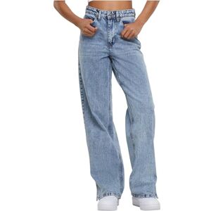 Urban Classics dam breda ben slit denim byxor, Bläckblå tvättad, 32 Urban Classics dam breda ben slit denim byxor, Bläckblå tvättad, 32