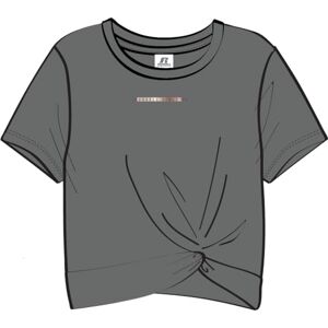 Russell Athletic Russell-SS Crewneck T-shirt med wrap runt detaljer T-shirt dam, Borstad nickel, S Russell Athletic Russell-SS Crewneck T-shirt med wrap runt detaljer T-shirt dam, Borstad nickel, S