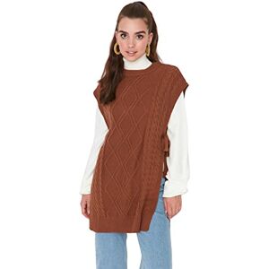 Trendyol Dam rund hals enfärgad vanlig tröja väst sweater, brun, 36–38, BRUN, 36/38 SE Trendyol Dam rund hals enfärgad vanlig tröja väst sweater, brun, 36–38, BRUN, 36/38 SE