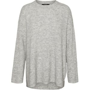 VERO MODA Vmpalma Ls O-hals lång tröja Noos stickad tröja, Ljusgrå melange, M VERO MODA Vmpalma Ls O-hals lång tröja Noos stickad tröja, Ljusgrå melange, M