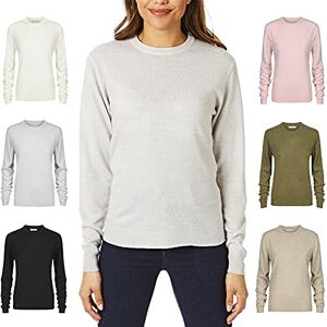 Light & Shade Lätta och skuggade damer LSLKNT454 Cashmilon mjuk känsla rund hals stickad jumper tröja, ljusgrå, medium Light & Shade Lätta och skuggade damer LSLKNT454 Cashmilon mjuk känsla rund hals stickad jumper tröja, ljusgrå, medium