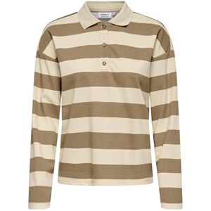 ONLY Dam Onlallison L/S Stripe Polo SWT, Cocoa Créme, S, Kakao Créme, S ONLY Dam Onlallison L/S Stripe Polo SWT, Cocoa Créme, S, Kakao Créme, S