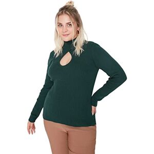 Trendyol Dam plus size normal bas hög hals vävd plusstorlek tröja, Smaragdgrönt, XXL stor Trendyol Dam plus size normal bas hög hals vävd plusstorlek tröja, Smaragdgrönt, XXL stor