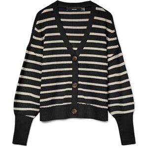 VERO MODA Vmlea Ls V-hals manschett cardigan Noos, svart, M VERO MODA Vmlea Ls V-hals manschett cardigan Noos, svart, M