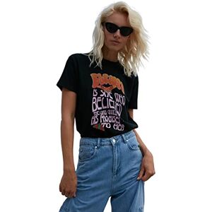 Trendyol Dam anpassad basic rundhalsad stickad T-shirt, Svart, S Trendyol Dam anpassad basic rundhalsad stickad T-shirt, Svart, S