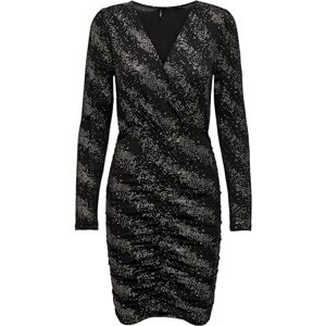 ONLY Onlnew Pella L/S Wrap folieklänning JRS omlottklänning, Svart/detalj: drizzling prickar guld, L ONLY Onlnew Pella L/S Wrap folieklänning JRS omlottklänning, Svart/detalj: drizzling prickar guld, L