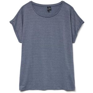 VERO MODA dam glänsande t-shirt rund hals kortärmad basic vardagslook T-shirt, Kina blå, M VERO MODA dam glänsande t-shirt rund hals kortärmad basic vardagslook T-shirt, Kina blå, M