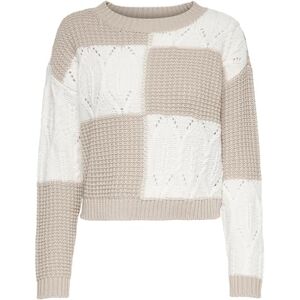 JDY mysig stickad tröja för kvinnor grafiskt färgblock mönster basic tröja rund hals långärmad JUSTY, Vit beige, XL JDY mysig stickad tröja för kvinnor grafiskt färgblock mönster basic tröja rund hals långärmad JUSTY, Vit beige, XL