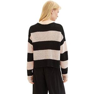 TOM TAILOR Denim dam cropped avslappnad tröja, 32458-ros svart färgblock remsa, XL TOM TAILOR Denim dam cropped avslappnad tröja, 32458-ros svart färgblock remsa, XL
