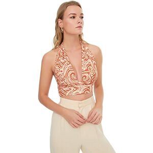 Trendyol Dam anpassad basic halterneck stickad blus, Orange, L Trendyol Dam anpassad basic halterneck stickad blus, Orange, L