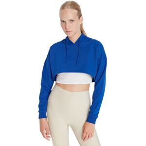 Trendyol Dam sportkläder normal basic huva stickade sweatshirts, saxe blå, XS Trendyol Dam sportkläder normal basic huva stickade sweatshirts, saxe blå, XS